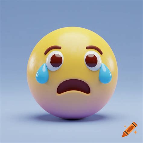 3D rendering of a yellow crying face emoji on Craiyon