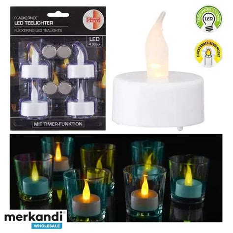 LED tea lights with timer, pack of 4 in blister packaging - Germany ...