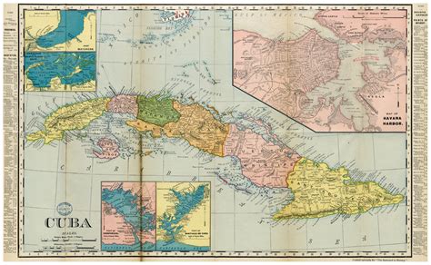 Large detailed old political and administrative map of Cuba with other ...