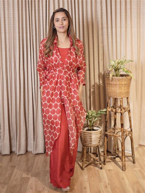 Red Polka Dot Silk & Organza Jacket Set – SHARANYA KOLKATA