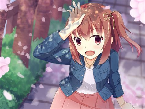 Download wallpaper 1600x1200 girl, gesture, smile, sakura, anime ...