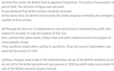 2. Describe the results of the First War of independence with reference ...