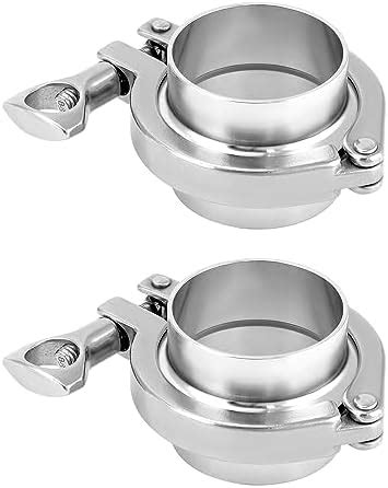 QWORK Clamp Fitting, 304 Stainless Steel, 2 in Sanitary Pipe Weld ...