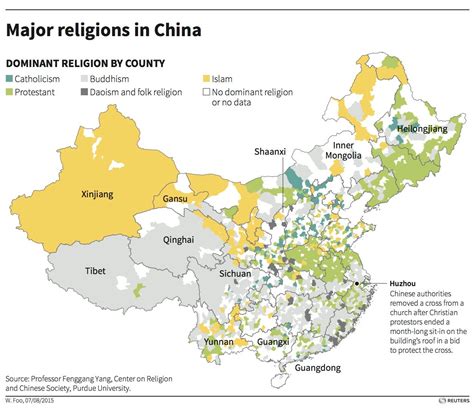 Map showing religions in China - Business Insider
