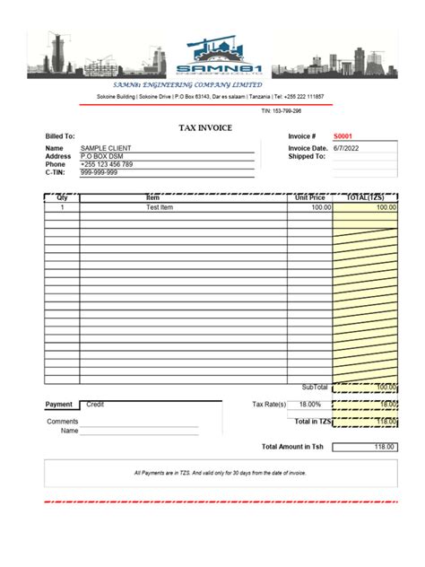 Invoice Example 的图像结果