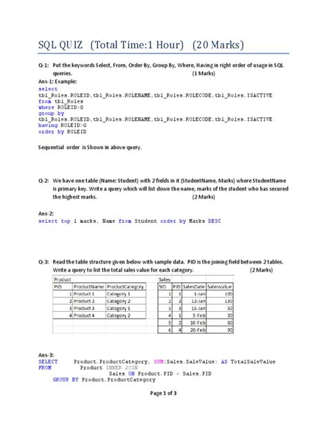 SQL Online Quizzes 的图像结果