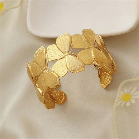 Buy Gold Plated Anti Tarnish Stainless Steel Butterfly Themed Cuff ...