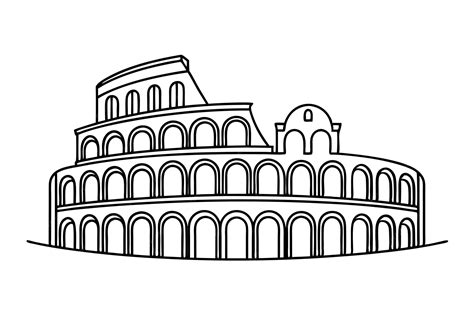Black And White Colosseum Outline Illustration of Roman Architecture | Premium AI-generated vector