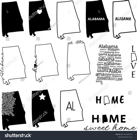 Alabama State Outline Vector Drawing Flat Stock Vector (Royalty Free ...