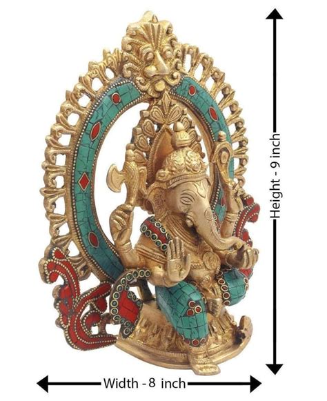 ARTVARKO Brass Ganesha Taj Bhagwan Ganpati Murti Idol for Home Office ...