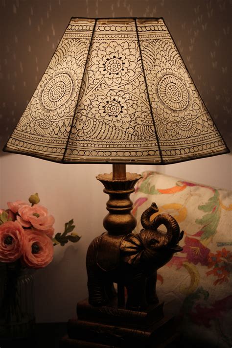 Large Floor Lamp Shade in Vintage Style | Plain Hand Painted Leather ...