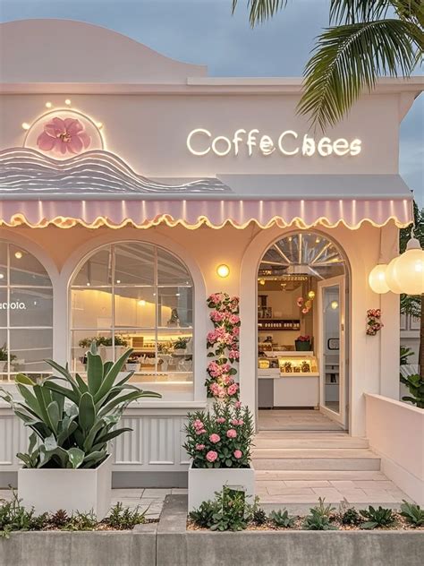 Shop Design｜Cream Pink Shop in 2024 | Cafe shop design, Girly coffee shop, Vintage coffee shops