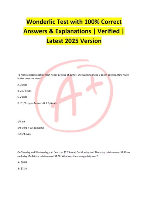 Wonderlic Test with 100% Correct Answers – Verified 2025 Version with ...