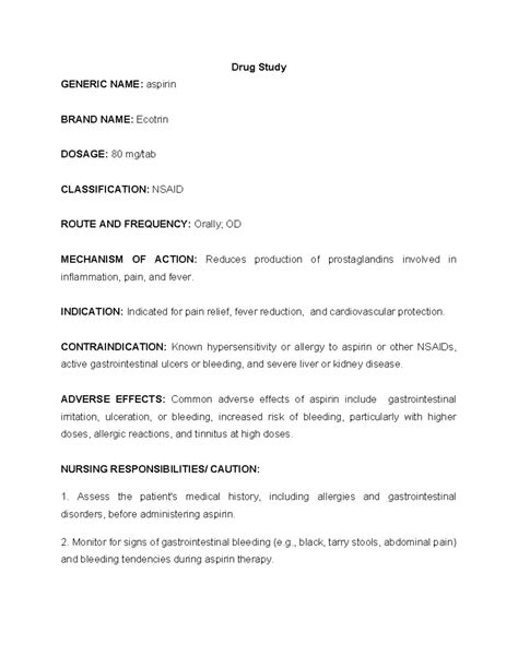 Aspirin (Ecotrin) Profile: NSAID Dosage, Indications & Nursing Cautions ...