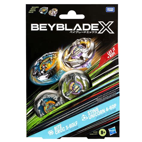 Snapklik.com : BEYBLADE X Bite Croc 3-60LF And Sting Unicorn 4-60P Dual Pack Set