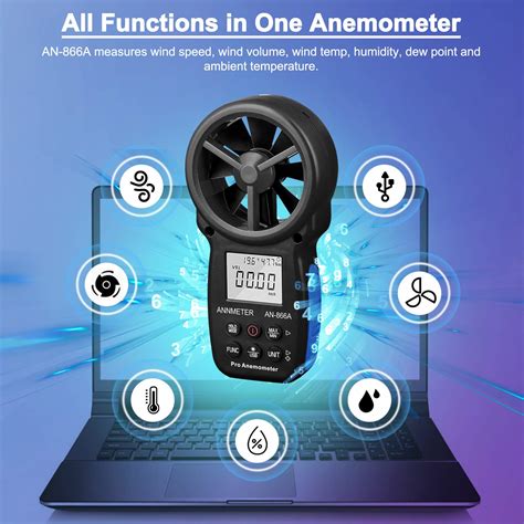 Buy ANNMETER AN-866A Digital Anemometer, CFM Wind Speed Gauge, Air Flow ...