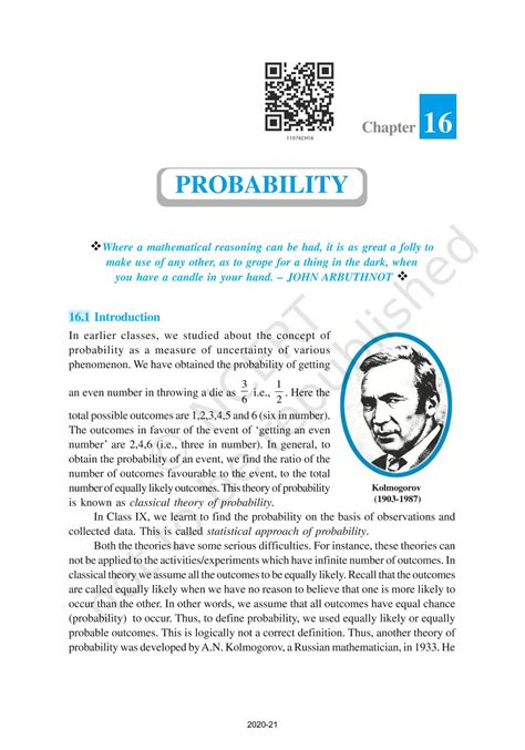 Probability - NCERT Book of Class 11 Mathematics