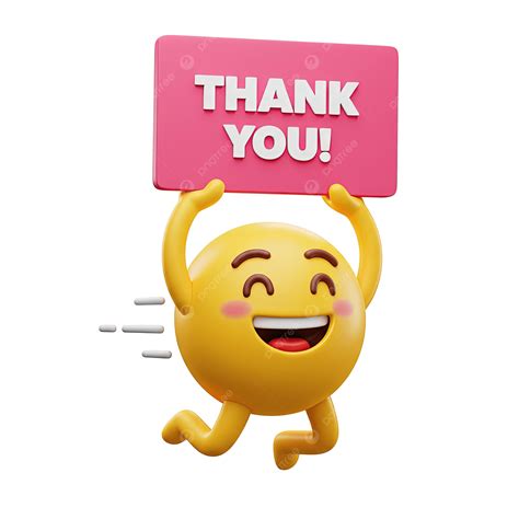 Happy Yellow Emoji Holding A Pink Thank You Sign, Thank You Emoji ...