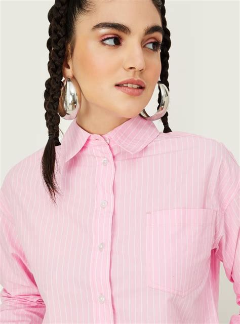 Buy Women Striped Cropped Shirt Online at just Rs. 799.0 ...