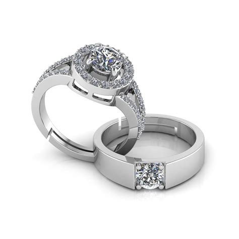 925 Sterling Silver Solitaire Bride Boom Facet Ring For Couple's Ring ...