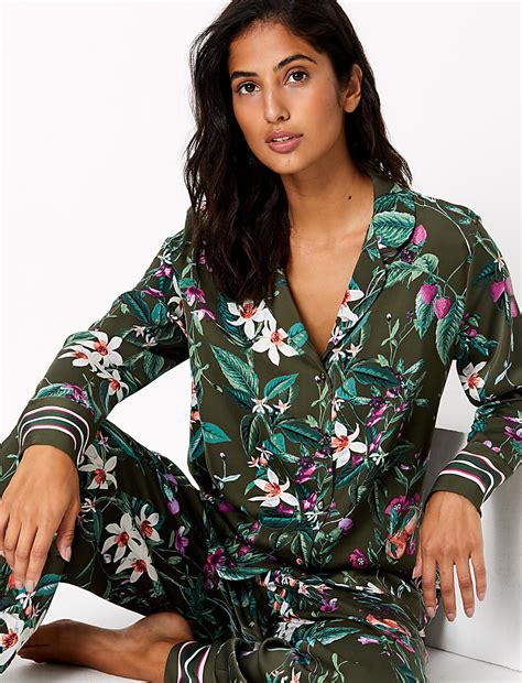 Buy Satin Floral Print Pyjama Set at Marks & Spencer