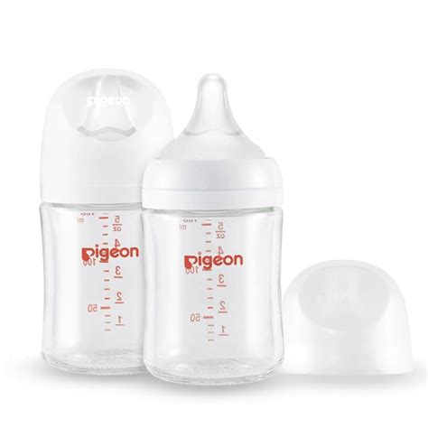 Pigeon Glass Nursing Bottle Wide Neck, Streamlined Body, Natural Feel ...