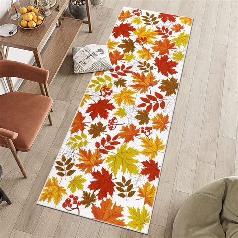 Amazon.com: Ileading Fall Runner Rug for Hallway Golden Maple Leaves ...