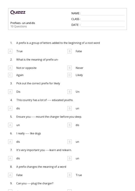 50+ Prefixes worksheets for 1st Class on Quizizz | Free & Printable