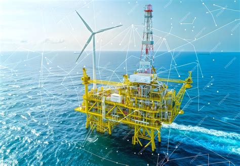 Premium Photo | Offshore Energy Platform and Wind Turbines in Bright ...