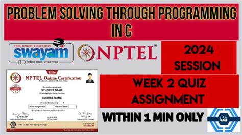 Image result for Week 5 Assignment NPTEL Problem Solving through Programming in C