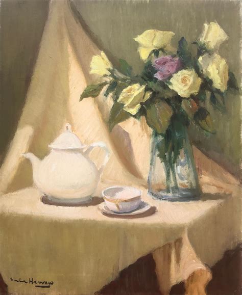 Antonio Sala Herrero - still life with flowers and teapot oil on canvas ...