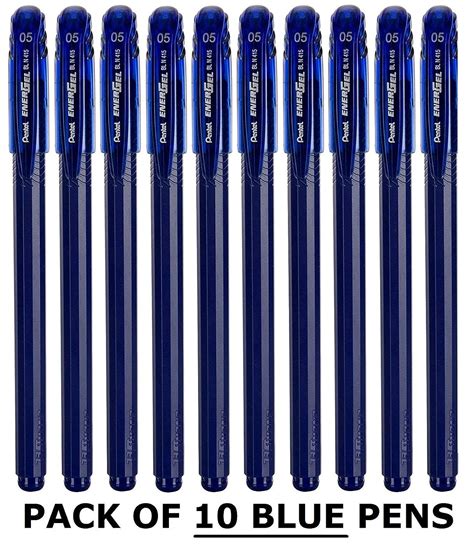 Pentel BL415 0.5mm EnerGel Roller Ball Pen - Blue Ink, Pack of 10 ...