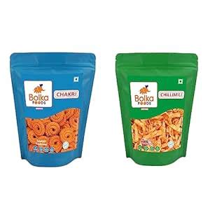 Bolka Foods Chakri (Wheat Chakli), Chilli Mili (500 Grams, Pack of 2 ...