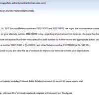 Reliance Communications — non refund