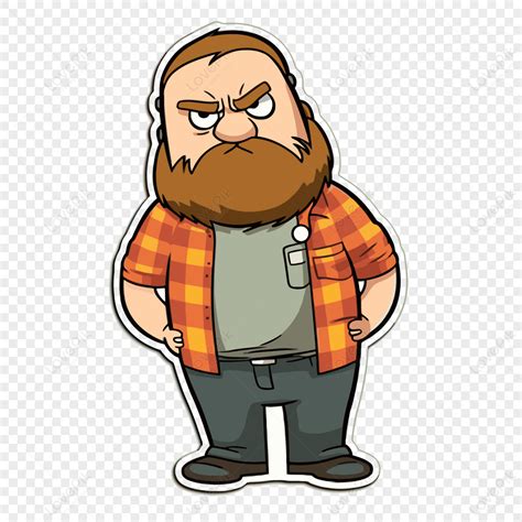 Bearded Cartoon Character Stickers Vector Clipart,brian,characters PNG ...