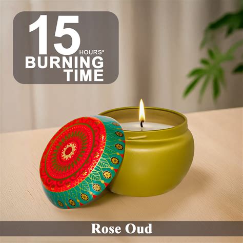 Rose Oud Scented Tin Candle- 70gm – Pan Aromas