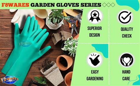 F8WARES 15 Inch Long Thick and Heavy Duty Reusable Nitrile Gardening ...