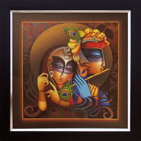 SAF Radha Krishna Religious Synthetic Painting (35 cm x 35 cm x 3 cm ...