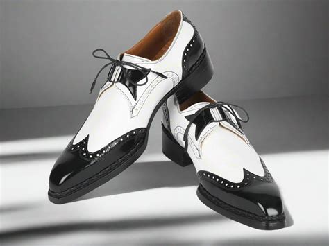 Black & White Calf Leather Lace Up Shoes for Men | The Royale Peacock