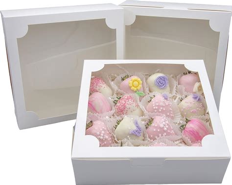 Amazon.com: Capkyke 20pcs 8x8x2.5 Inch White Bakery Boxes Cookie Boxes ...