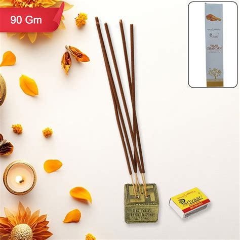 Tilak Chandan Flavour Incense Sticks / Agarbatti (90 GM With Machis 1 ...