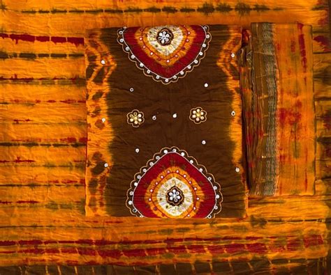 Pure Cotton Bandhej 3 pc Salwar Suit - Leheriya.com