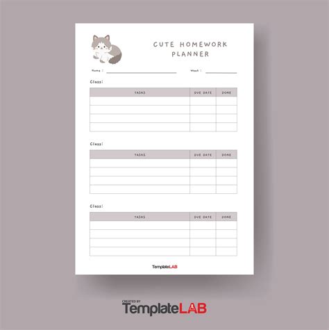 Image result for Free Printable Homework Planner
