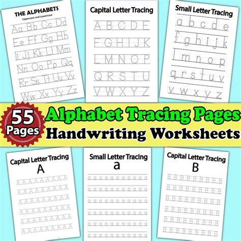 55 Uppercase Lowercase Alphabet Tracing Worksheets | Printable ...