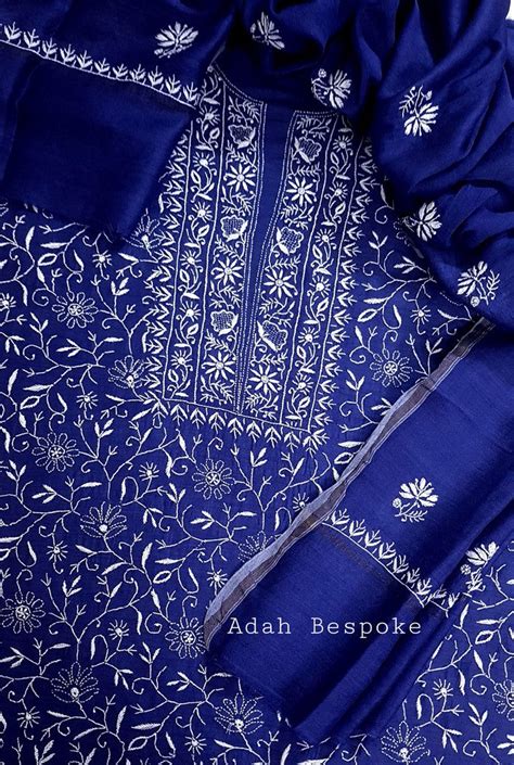 Chikankari Moonga Silk Set ( Do Taar )