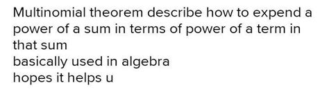 what is multinomial theorem in maths - Brainly.in