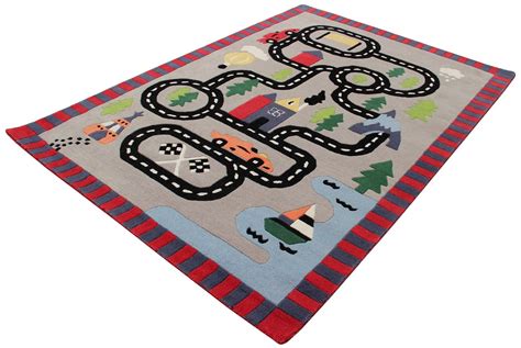 Hand Tufted Road Map Kids Rug - Educational Play Mat Learning – Tufts Knots