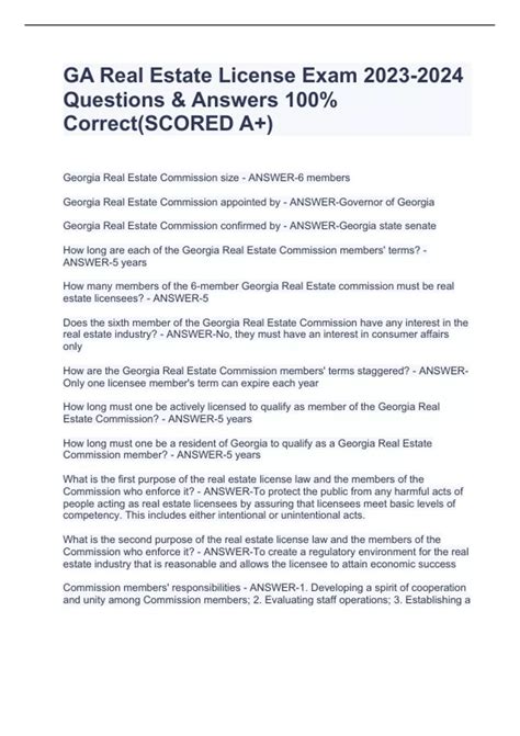 GA Real Estate License Exam Questions & Answers 100% Correct(SCORED A+ ...