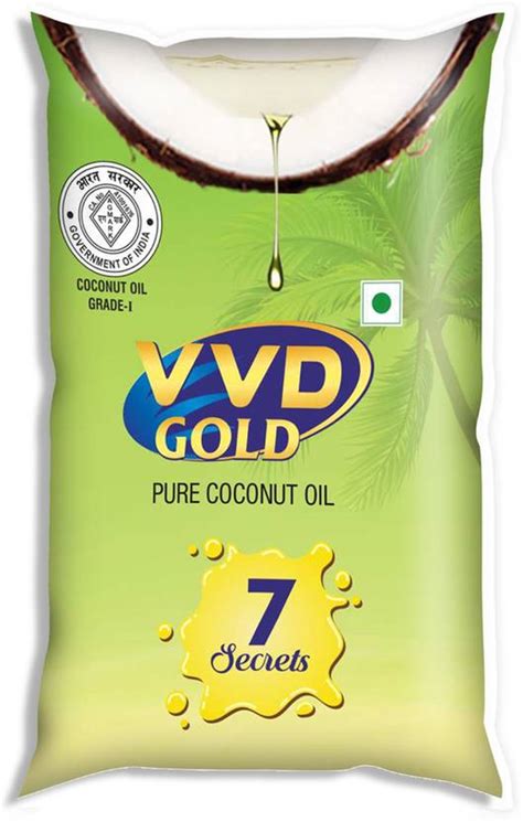VVD Gold Pure Coconut Oil - 1 Litre Flexi pouch | Cooking Oil with Good ...