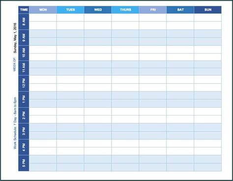 Image result for Weekly Schedule Excel Example